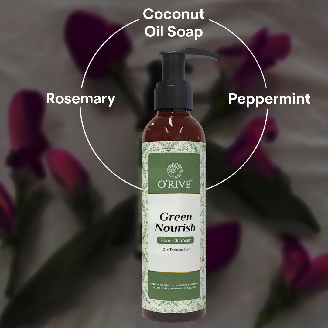 Green Nourish (Aloevera & Rosemary) | Gentle Hair Cleanser | For All Hair Types - Orive Organics